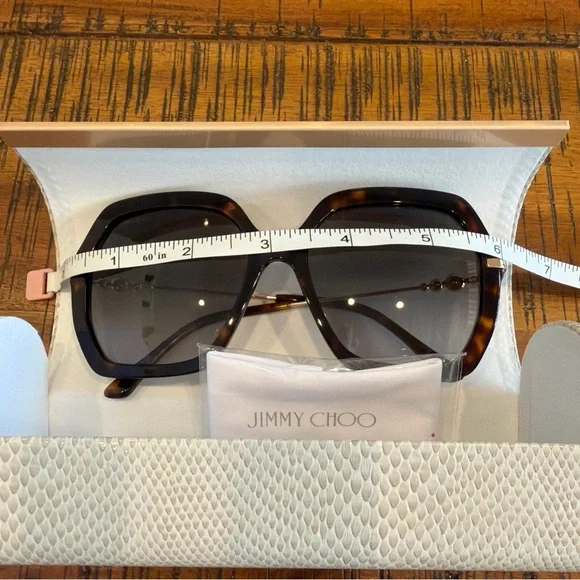 Jimmy Choo Tortoise Shell Sunglasses with pearl decorations display picture 1